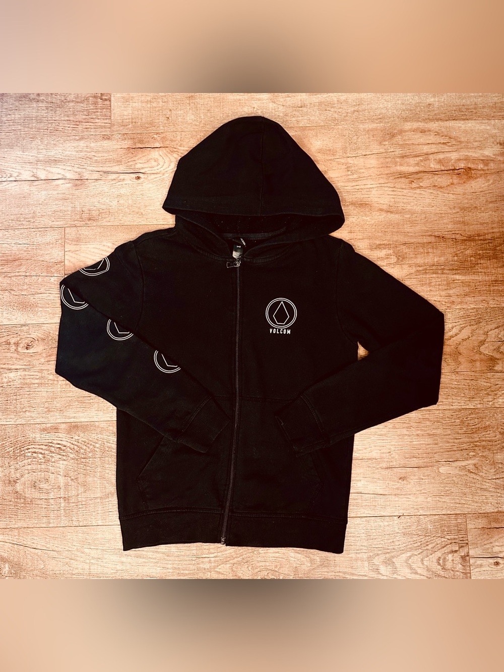 Boys Black Sickly Zip Volcom Hooded Sweatshirt